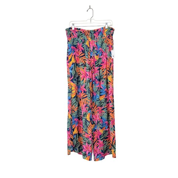 Tropical Multicolor Wide-Leg Pants With Elastic Waistband Women's Size L (12-14) - Picture 7 of 9